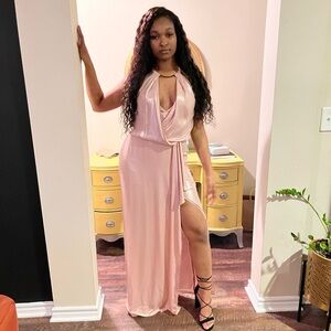 Dusty rose color gown, size 6. Worn once like new.